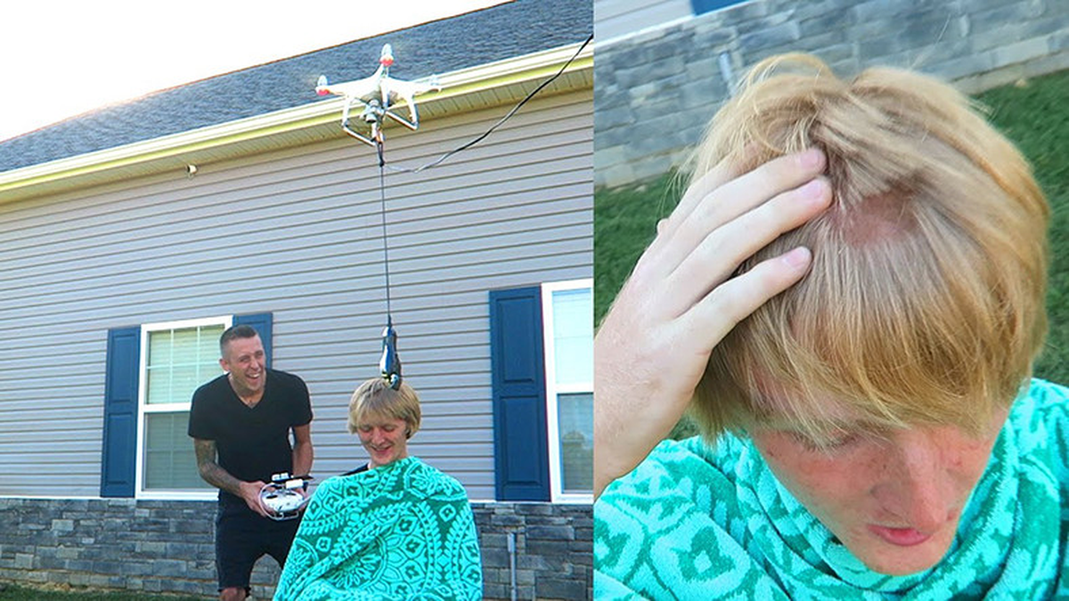 Drone Kullanarak Arkadaşına Saç Tıraşı Yapmaya Çalıştı