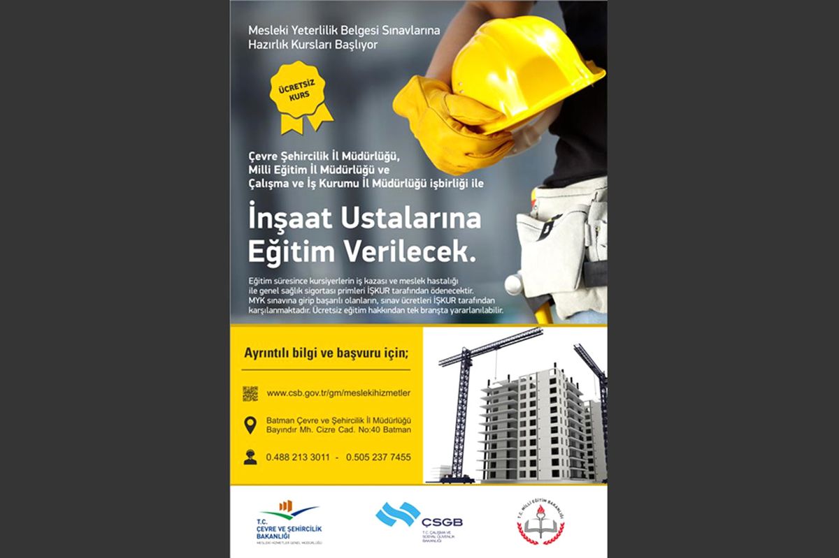 İnşaat Ustalarına Eğitim Verilecek