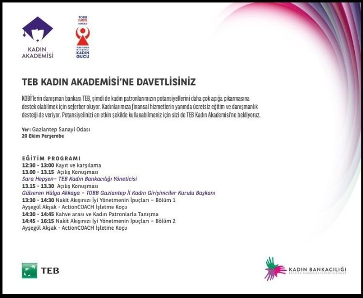 Teb Kadın Akademisi Gaziantep\'te Kadın Girişimcilerle Buluşacak