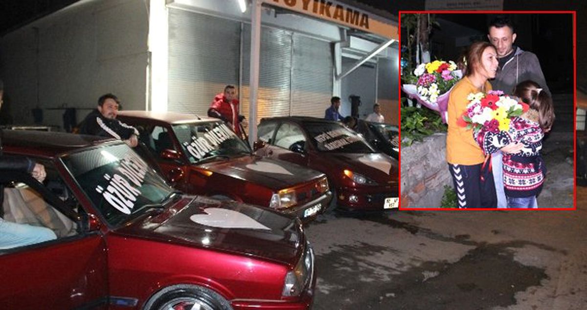 Eşiyle Barışmak İçin 7 Aracın Camına Özür Cümleleri Yazıp Konvoy Yaptı!