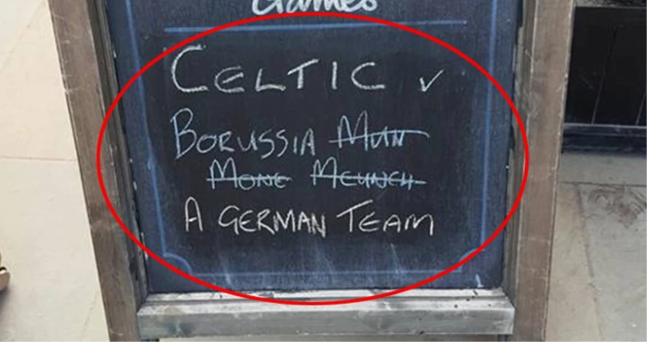 İskoç Bar Sahibi, Mönchengladbach Yazamayınca Üstünü Çizerek "Bir Alman Takımı" Yazdı