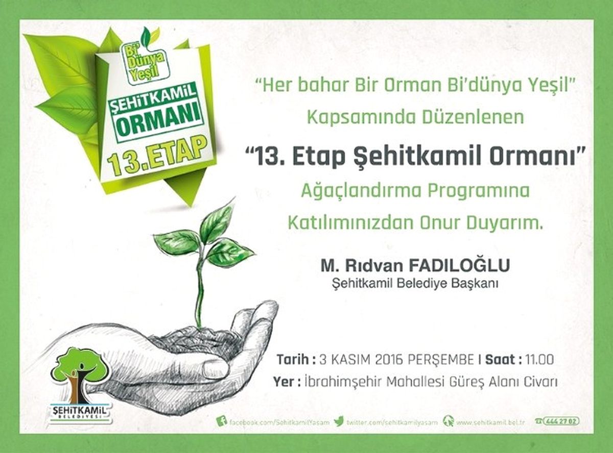 Şehitkamil\'de "13. Etap Bi Dünya Yeşil" Ormanı Kuruluyor