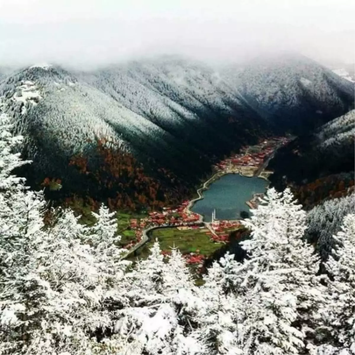 Uzungöl\'ün Yamaçları Karla Süslendi