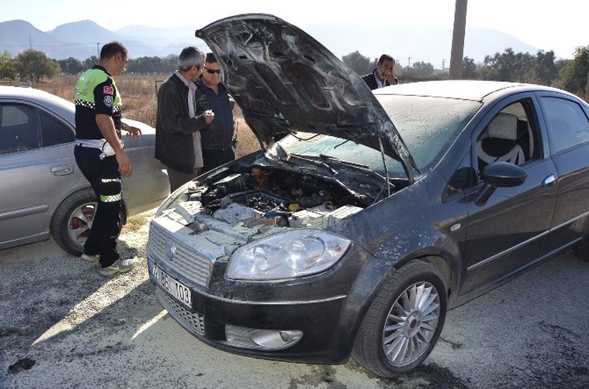 Milas\'ta Seyir Halindeki Otomobil Alev Aldı
