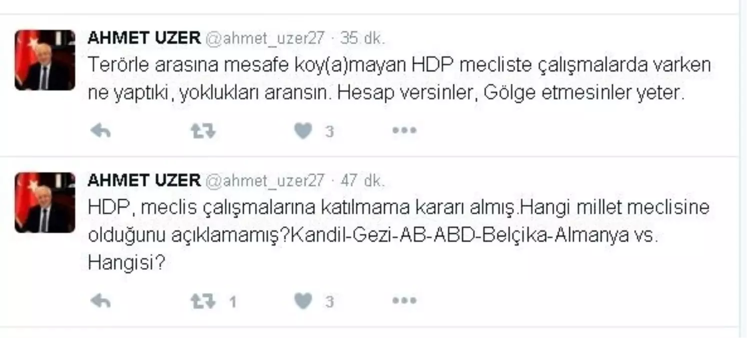 Milletvekili Uzer, Meclis Çalışmalarına Katılmama Kararı Alan Hdp\'ye Cevap Verdi