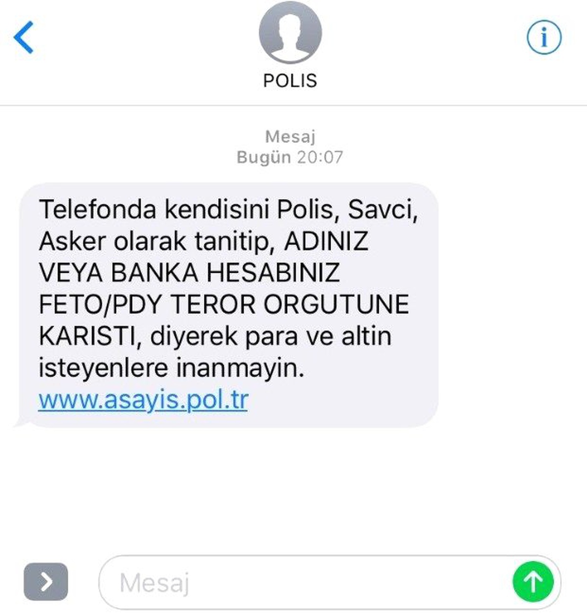 Polisten Sms ile Fetö Dolandırıcılığı Uyarısı
