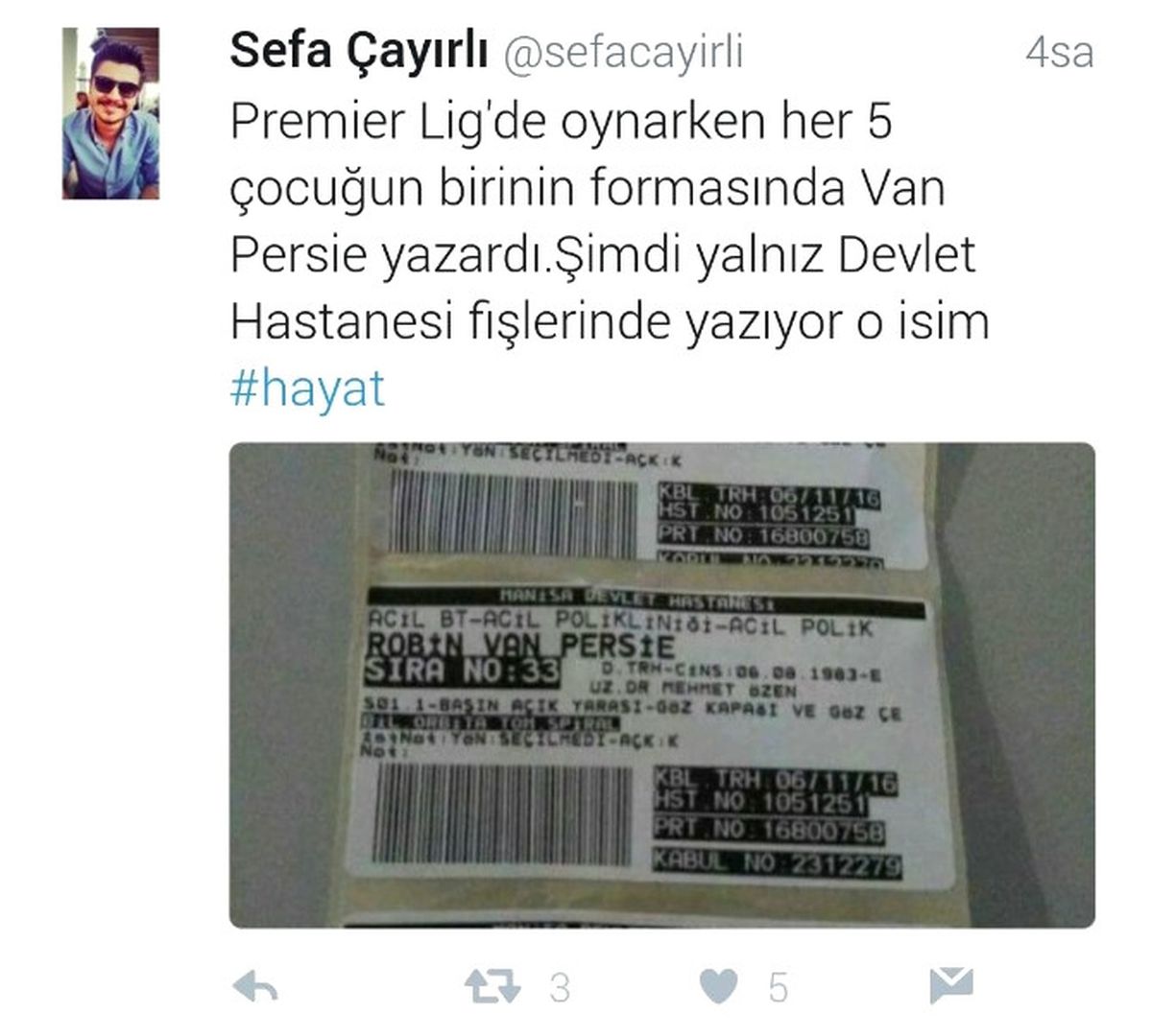 Robbin Van Persie\'ye Hastane Fişi