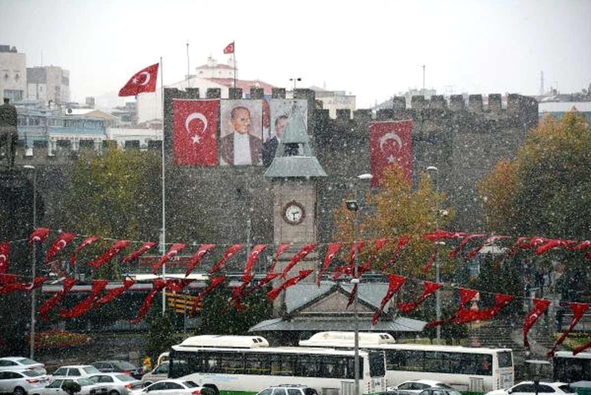 Kayseri Kent Merkezine Mevsimin İlk Karı Yağdı