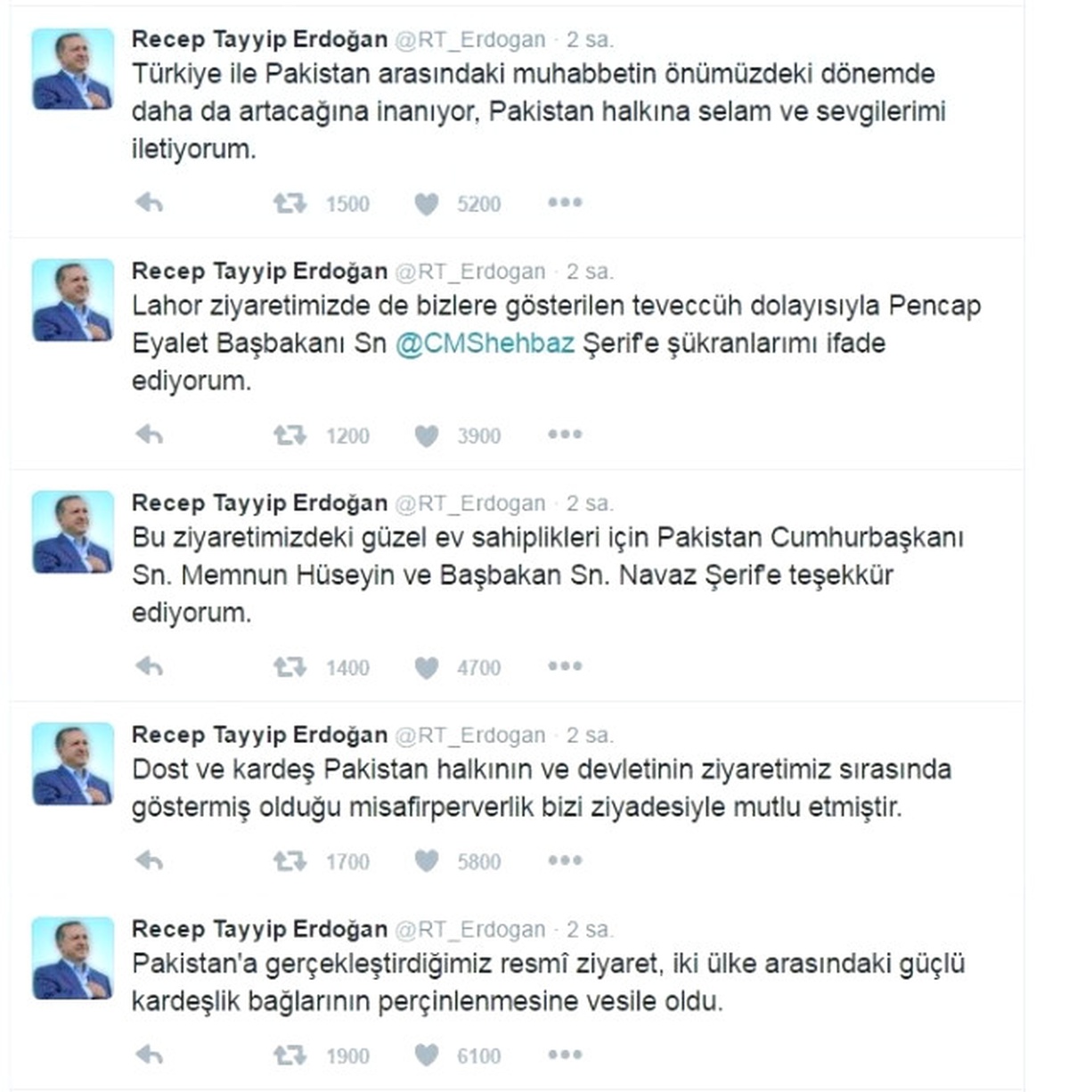 Cumhurbaşkanı Erdoğan: "Pakistan Halkına Selam ve Sevgilerimi İletiyorum"