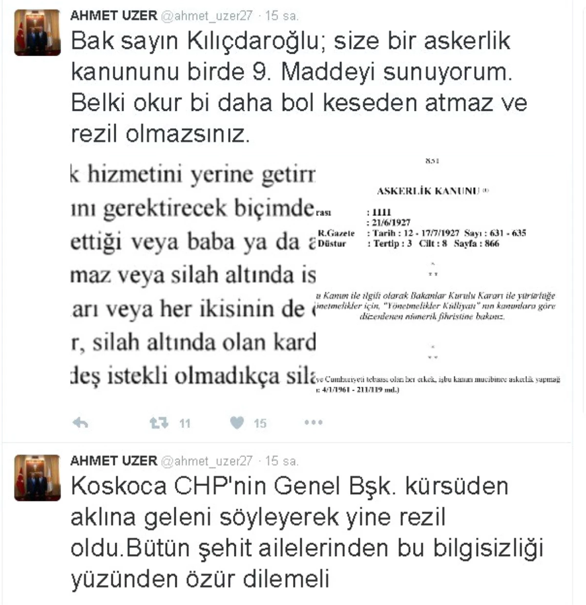 Milletvekili Uzer\'den Kılıçdaroğlu\'na Tepki