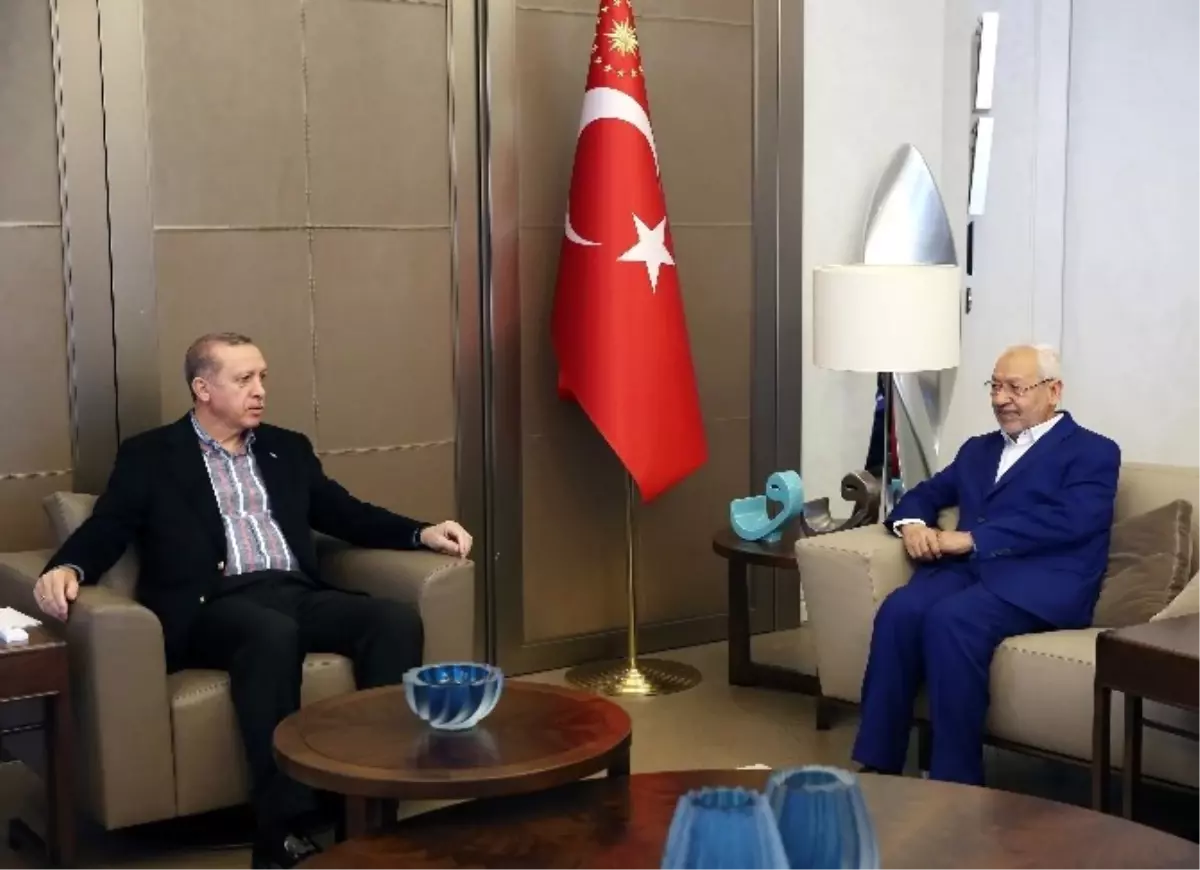 Cumhurbaşkanı Erdoğan, Tunus En-Nahda Hareketi Lideri Raşid Gannuşi\'yi Kabul Etti