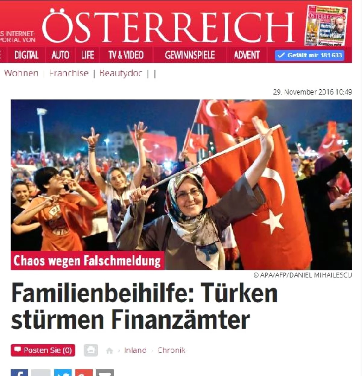 Türkler Avusturya Medyasının Manşetlerinde