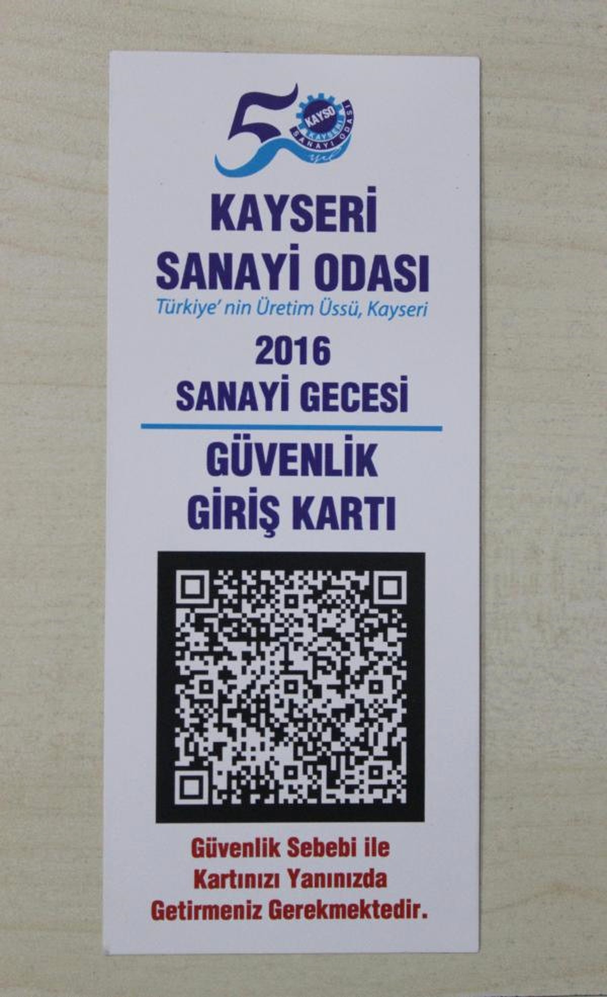 Sanayi Gecesi Davetinde Barkotlu Güvelik Kartı Uygulaması