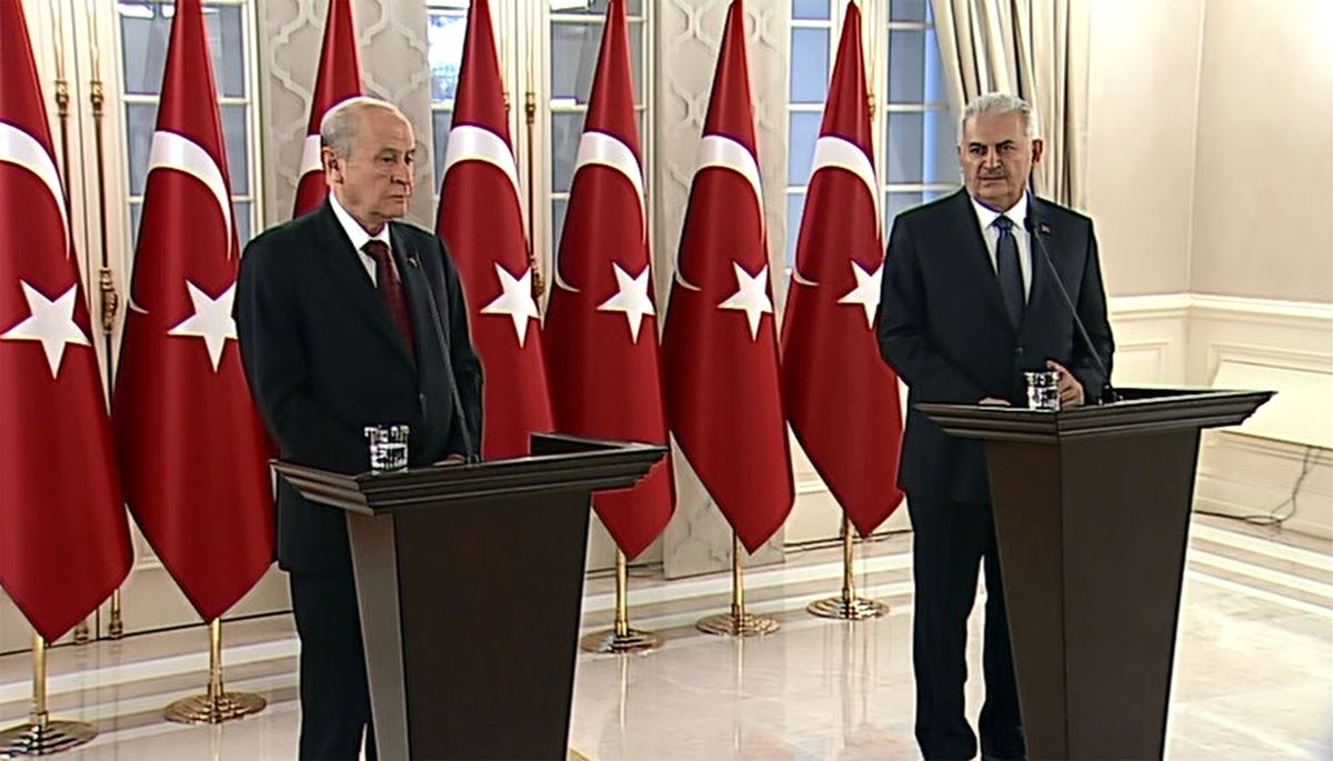 Başbakan Binali Yıldırım ile MHP Genel Başkanı Devlet Bahçeli\'nin Çankaya Köşkü\'nde...