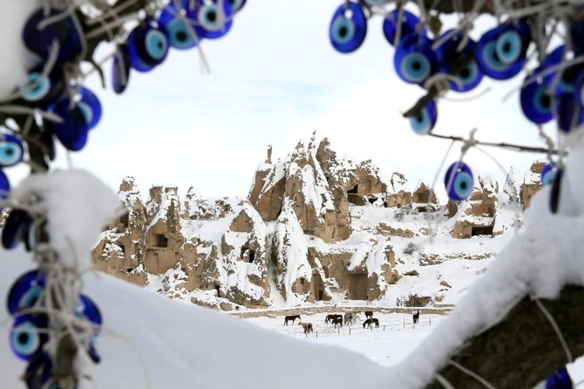 Nevşehir Peribacaları Karla Kaplandı
