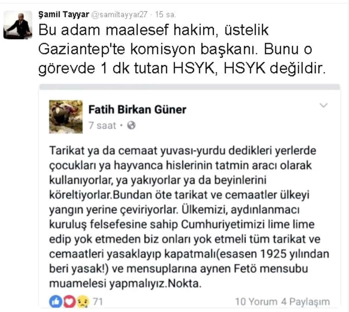 Şamil Tayyar\'dan Adalat Komisyonu Başkanı Hakan Birkan Güner\'e Tepki