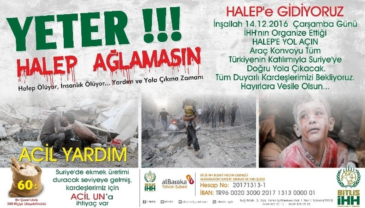 Bitlisliler "Halep\'e Yol Açın" Konvoyuna Katılacak