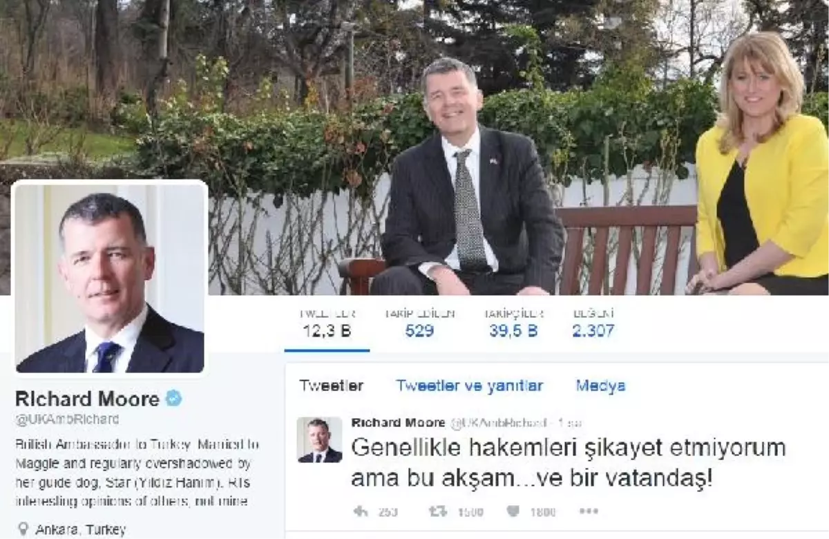 İngiliz Büyükelçi Richard Moore\'dan Hakeme Tepki