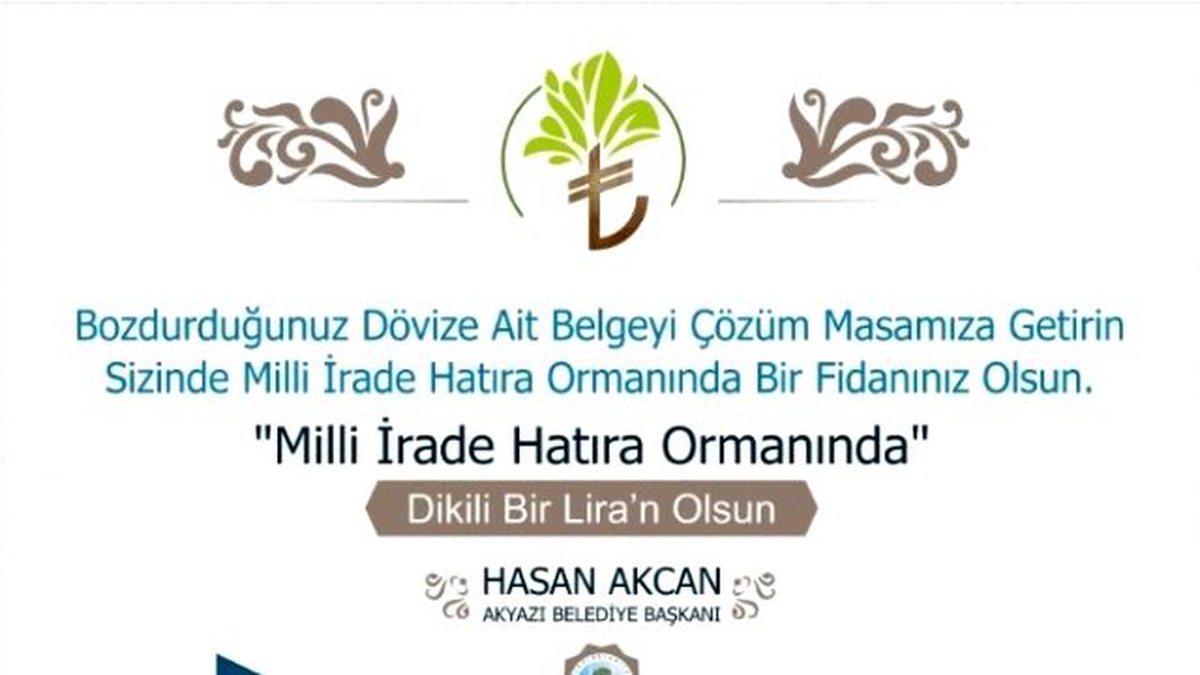 Akyazı Belediyesinden "Dikili Bir Liran Olsun" Kampanyası