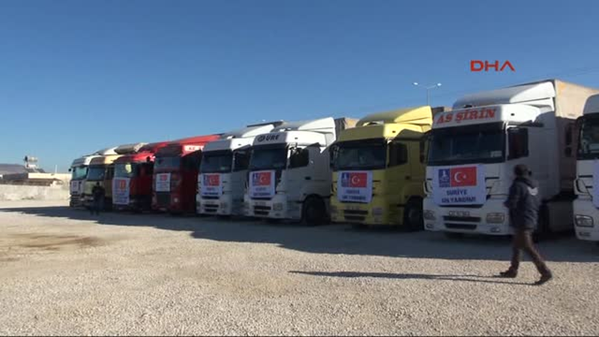 Kilis Halep\'e 9 Tır\'lık Yardım Konvoyu