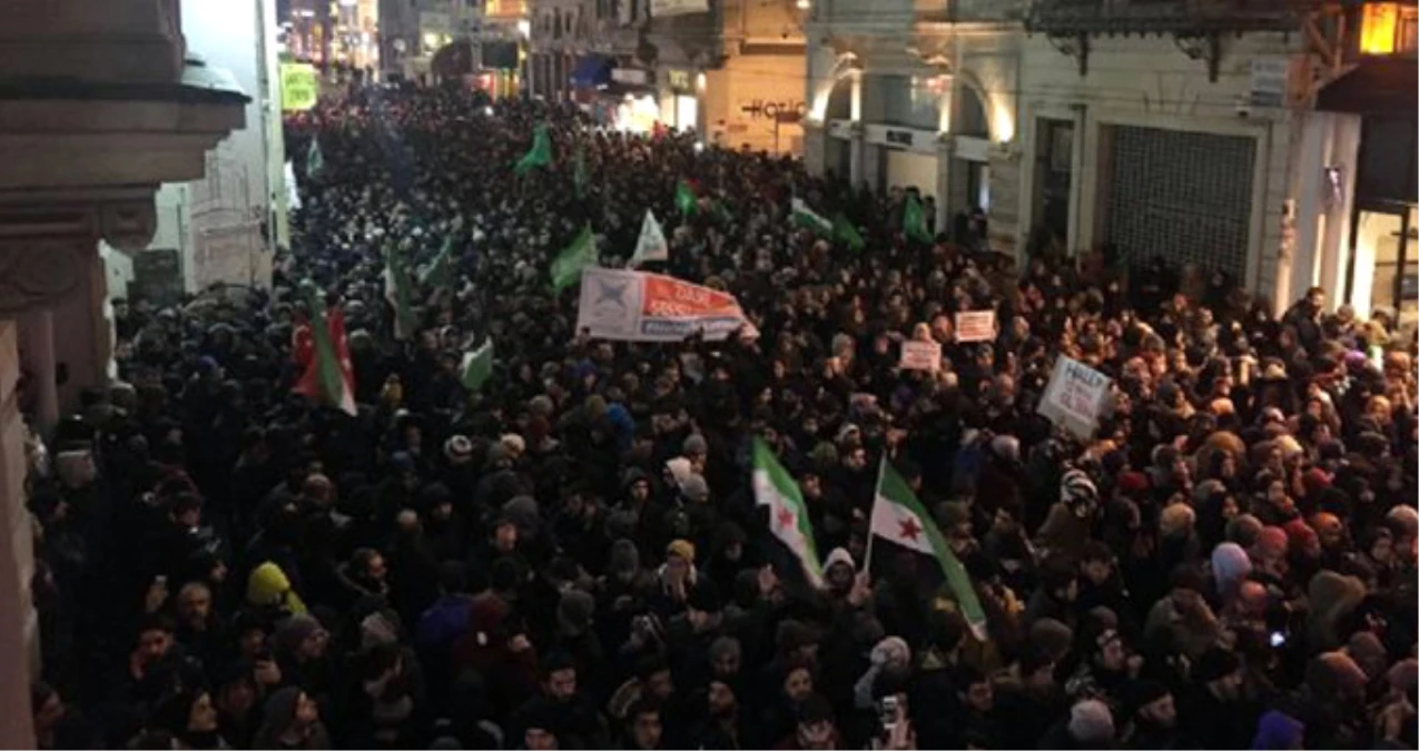Halep İçin Binlerce Kişi Taksim\'de Yürüdü!