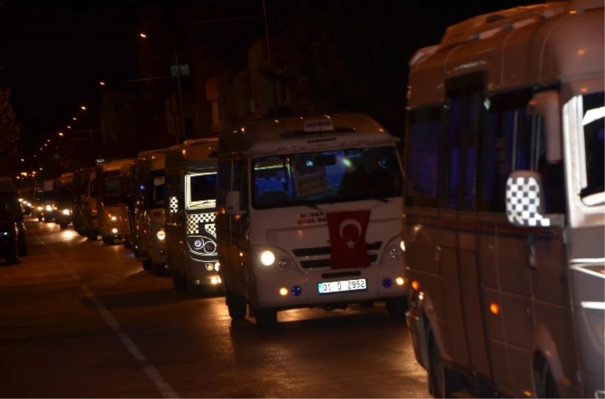 Adana\'da Minibüs ve Dolmuş Şoförlerinden "Polisimin Yanındayım" Kampanyasına Destek