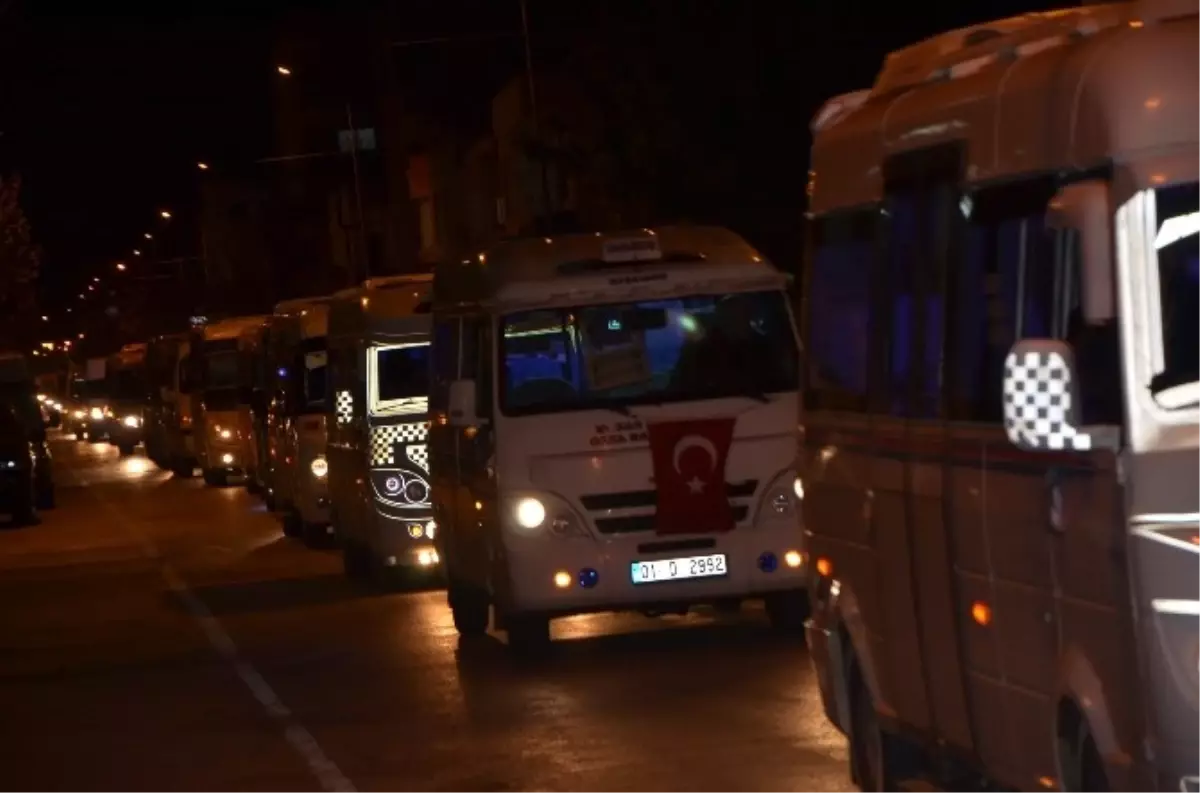 Adana\'da Minibüs ve Dolmuş Şoförlerinden "Polisimin Yanındayım" Kampanyasına Destek