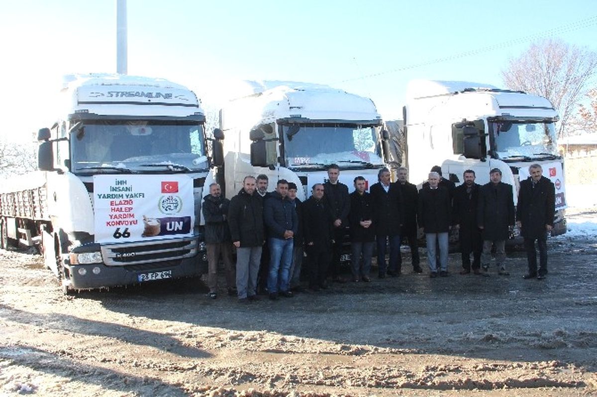 Elazığ\'dan Halep\'e 3 Tır Yardım