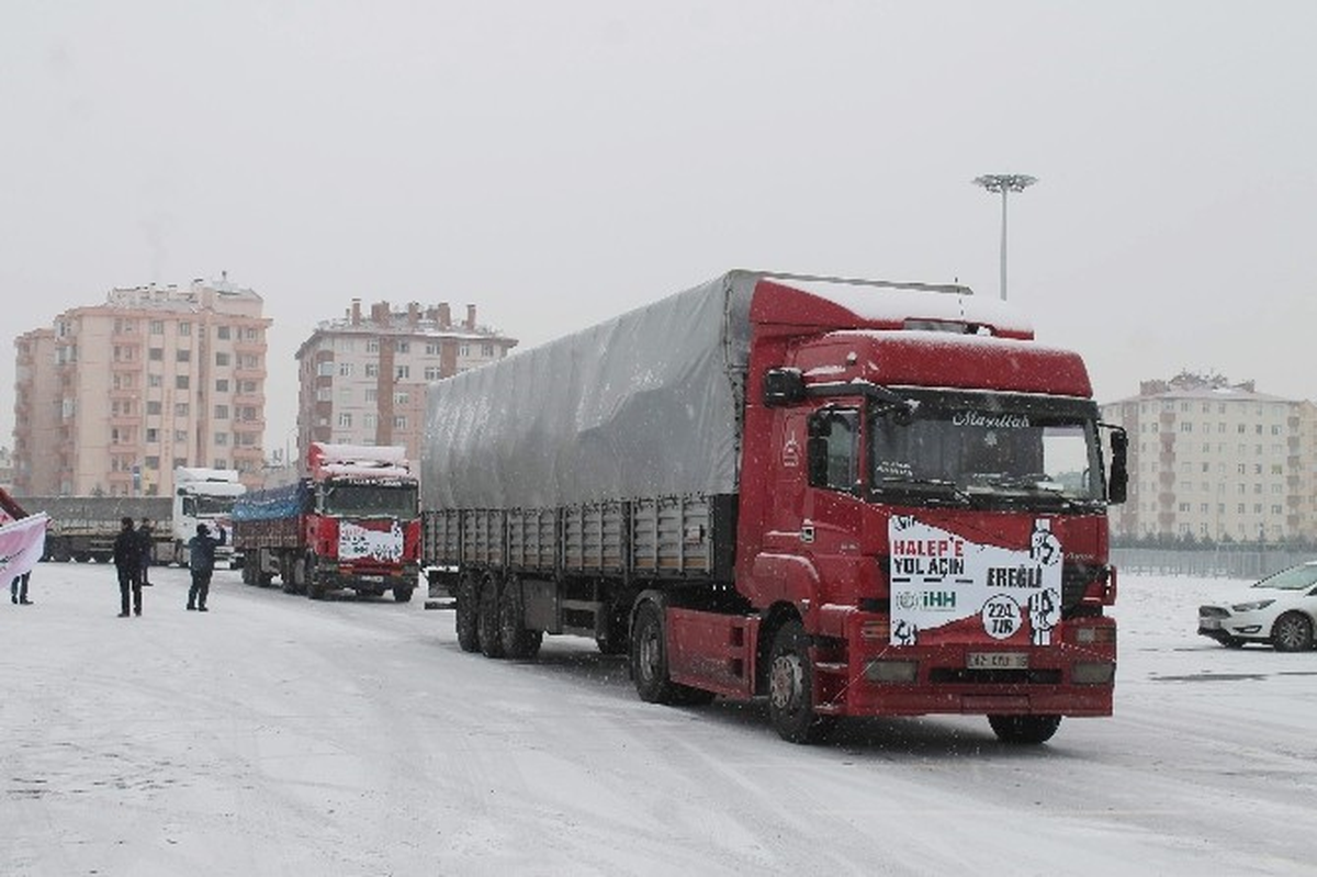 Konya\'dan Halep\'e 60 Yardım Tırı Yola Çıktı