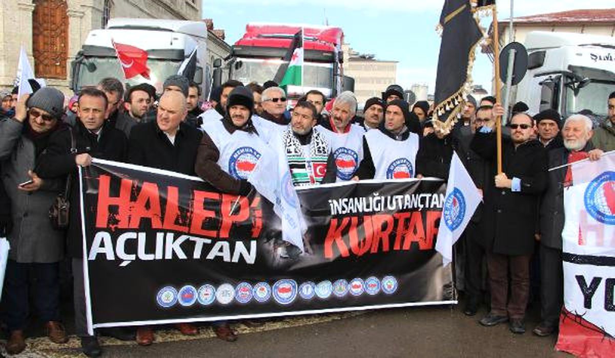 Sivas\'tan Halep\'e 9 Tır Dolusu Yardım