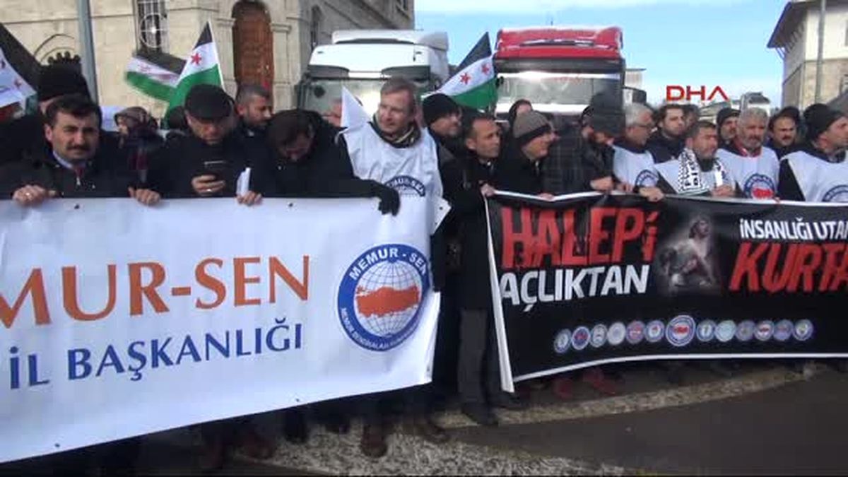 Sivas\'tan Halep\'e 9 Tır Yardım