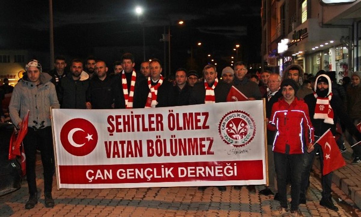 Çan\'da Teröre Lanet Yürüyüşü