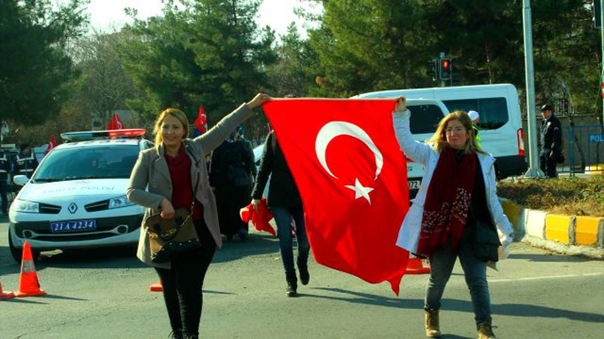 Diyarbakır\'da, "Şehitlere Saygı ve Milli Birlik Yürüyüşü"