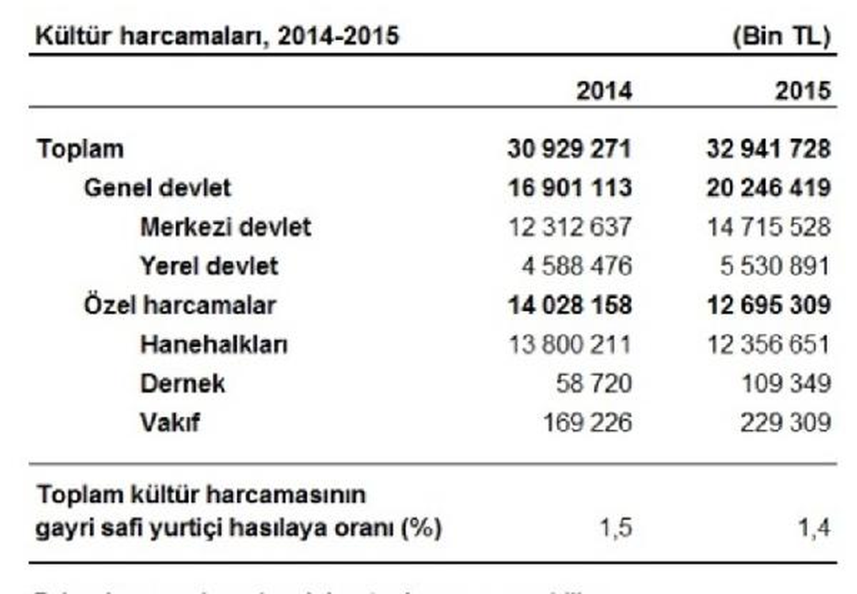 Kültür Harcamaları Yüzde 6.5 Arttı