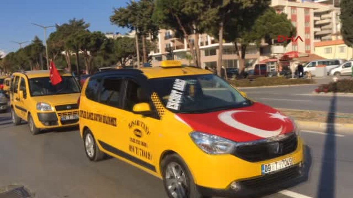 Didim\'de Taksicilerden Teröre Tepki Konvoyu