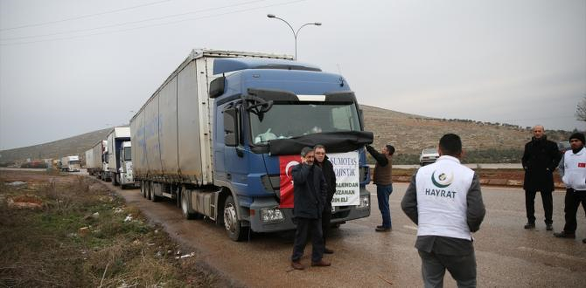 Hayrat Yardım Derneğinden Halepli Ailelere 8 Tır Yardım