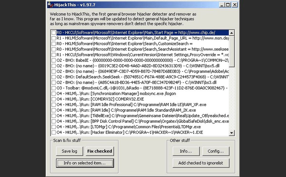 Hijackthis ile Temizlik Vakti