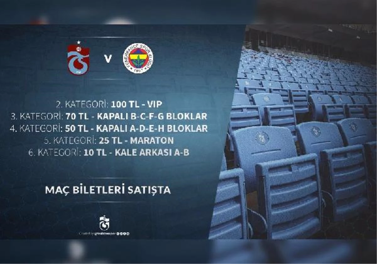 Trabzonspor, Fenerbahçe Maçı Bilet Fiyatlarını Açıkladı