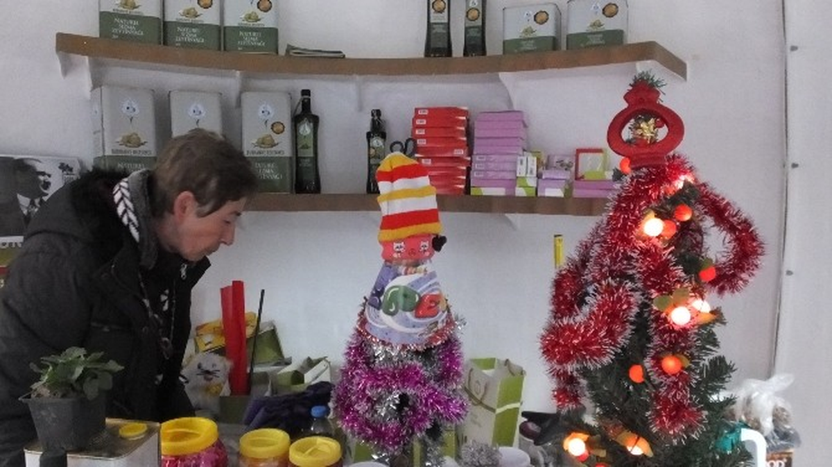 Burhaniye\'de Engellilerden Yılbaşı Çamı