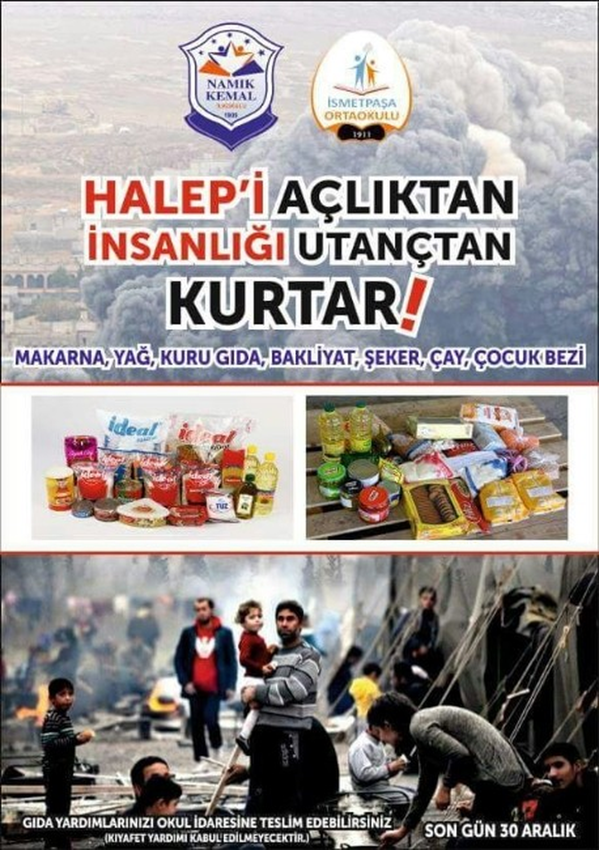 Namık Kemal ve İsmetpaşa Okulları Halep İçin El Ele Verdi