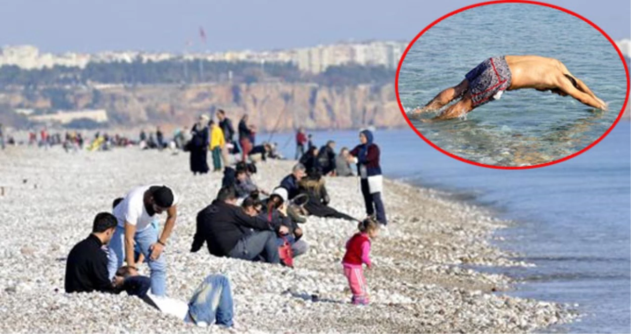 Antalya\'da Halk Aralıkta Deniz Keyfi Yaşadı