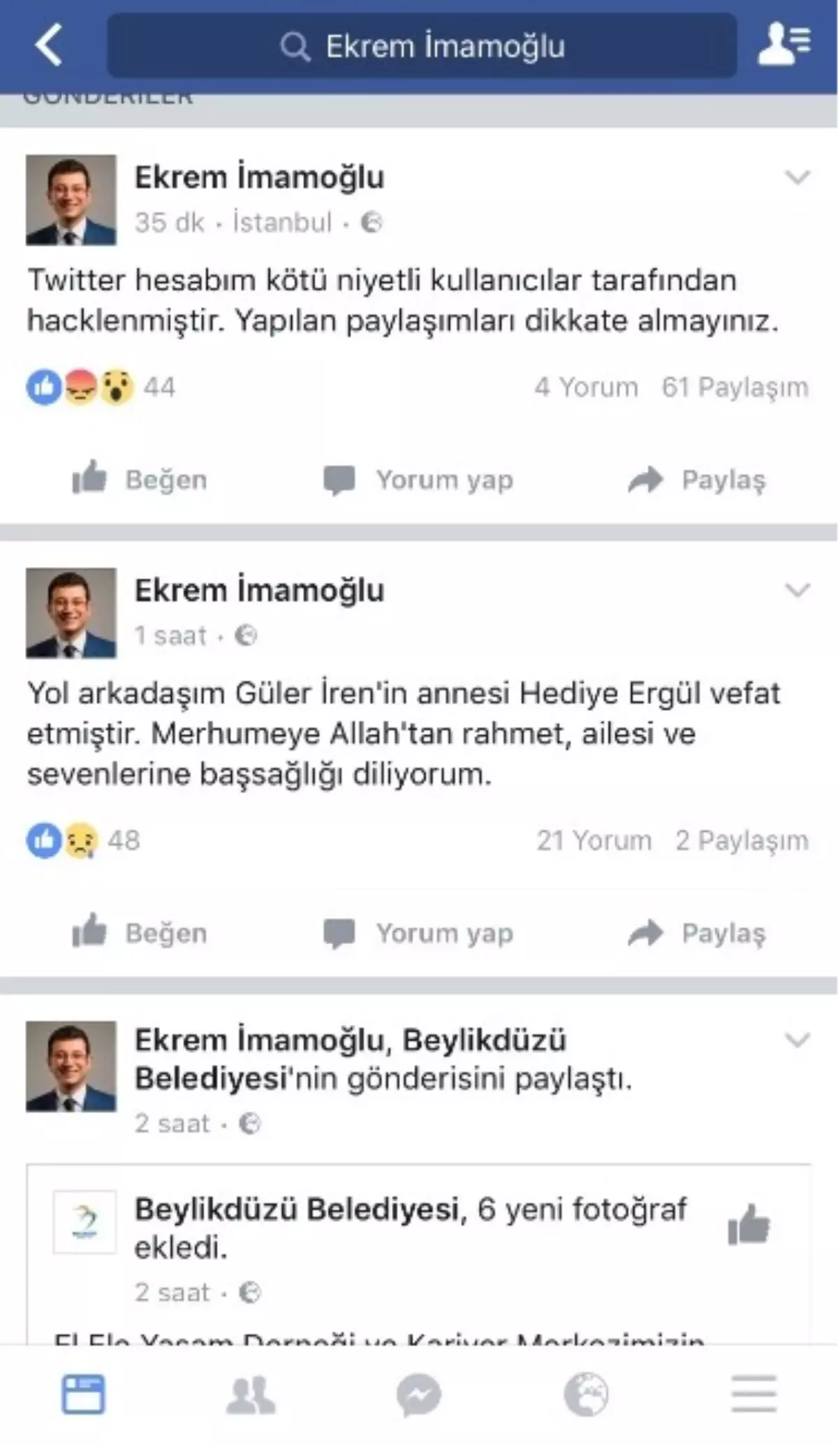 Beylikdüzü Belediyesi Başkanı Ekrem İmamoğlu\'nun Twitter Hesabı Hacklendi