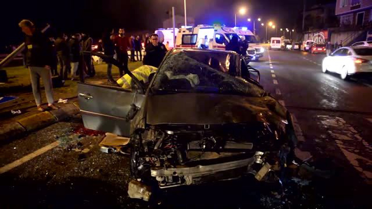 Ordu\'da Otomobilin Sinyalizasyon Direğine Çarpması