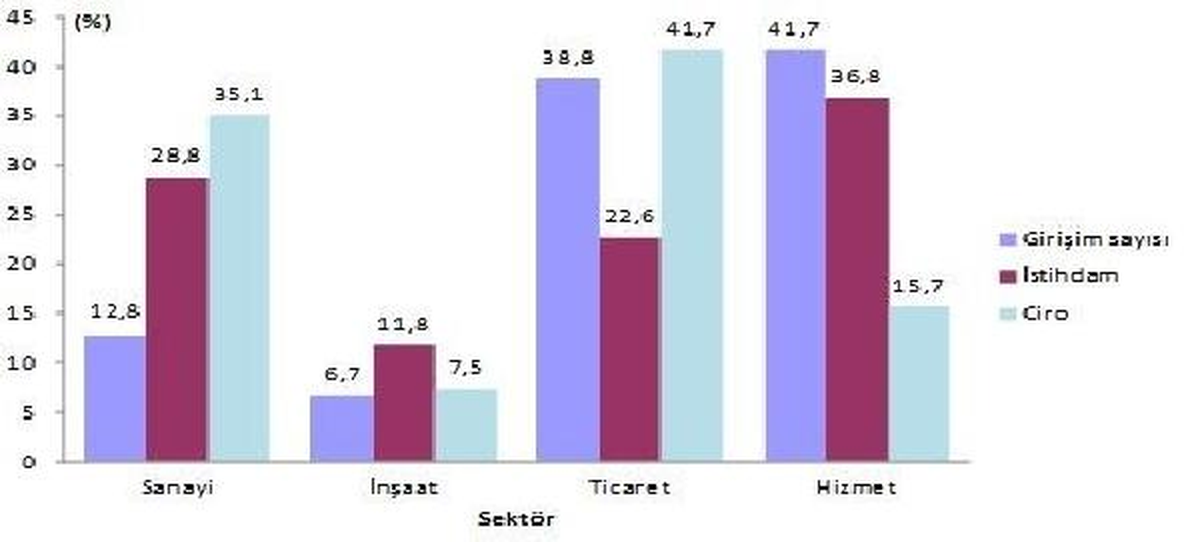 Girişim ve İstihdamda En Yüksek Pay Hizmet Sektörünün