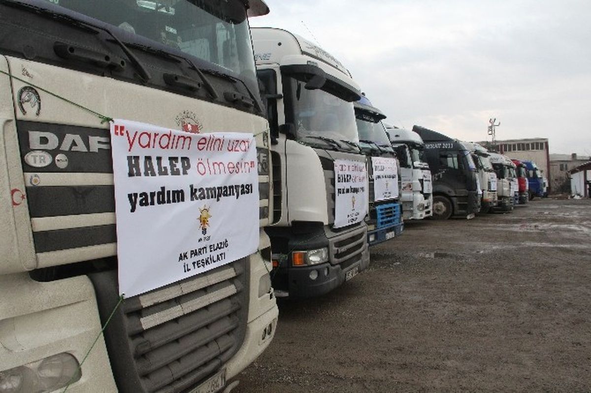 Elazığ\'dan Halep\'e 11 Tır Yardım