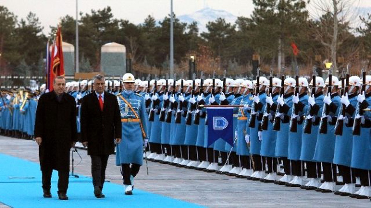 Cumhurbaşkanı Erdoğan, Kosova Cumhurbaşkanı Taçi\'yi Resmi Törenle Karşıladı
