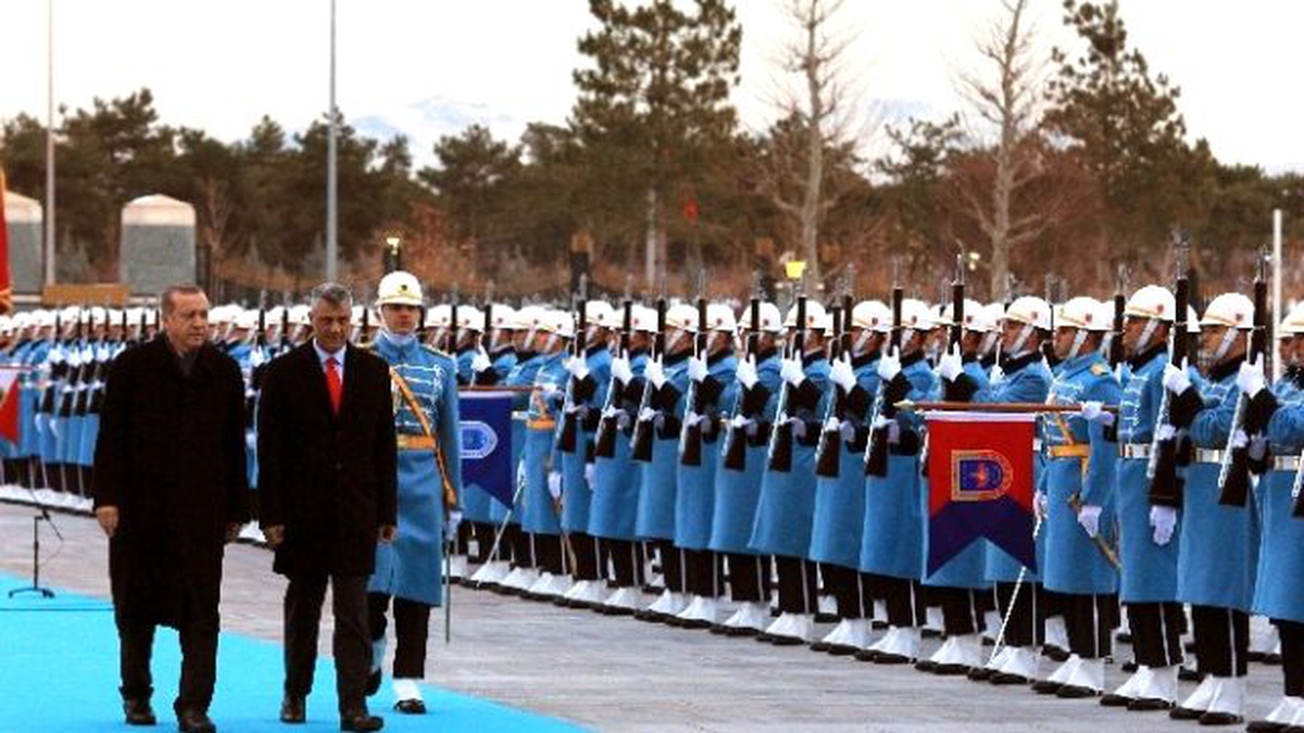 Cumhurbaşkanı Erdoğan, Kosova Cumhurbaşkanı Taçi\'yi Resmi Törenle Karşıladı
