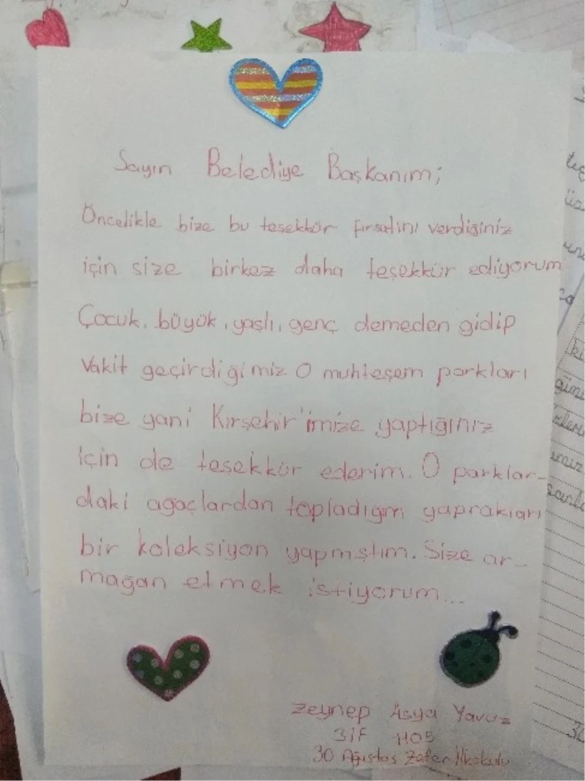 Öğrencilerden Belediye Başkanı Yaşar Bahçeci\'ye Mektup