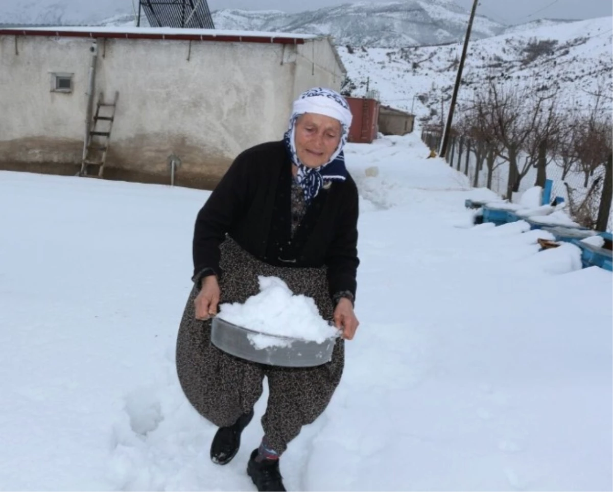 Köylüler Su Sıkıntısını Karları Eriterek Gideriyor