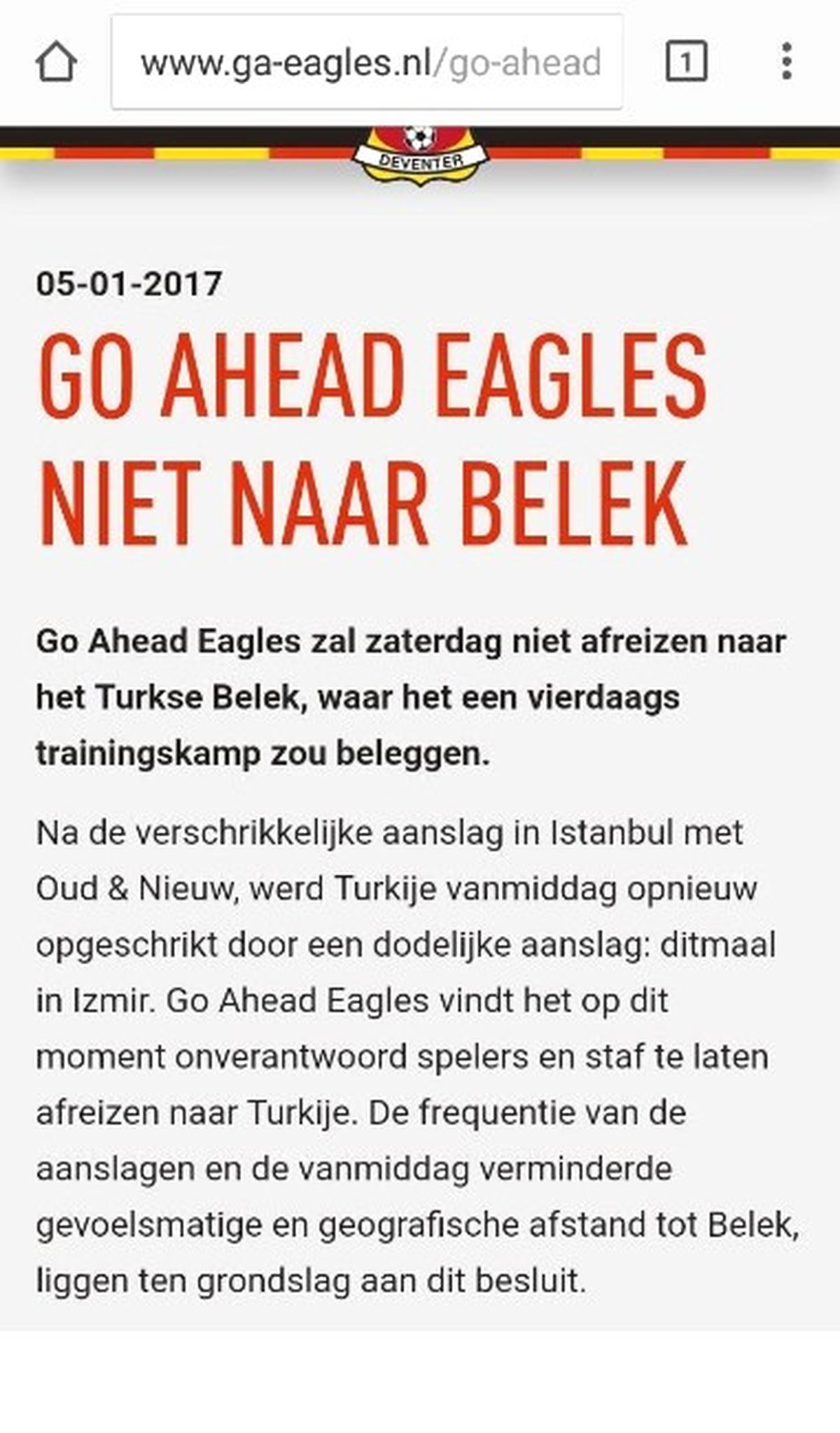 Fenerbahçe - Go Ahead Eagles Maçı İptal Edildi